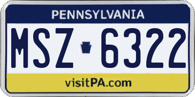 PA license plate MSZ6322