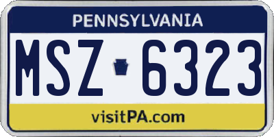 PA license plate MSZ6323