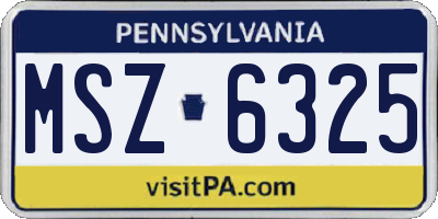 PA license plate MSZ6325