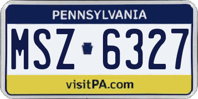 PA license plate MSZ6327