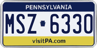 PA license plate MSZ6330