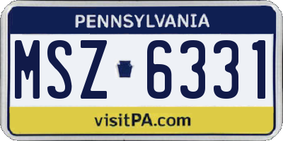 PA license plate MSZ6331