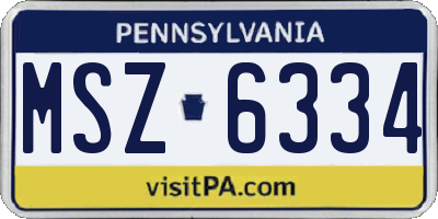 PA license plate MSZ6334