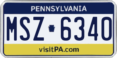 PA license plate MSZ6340