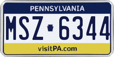 PA license plate MSZ6344