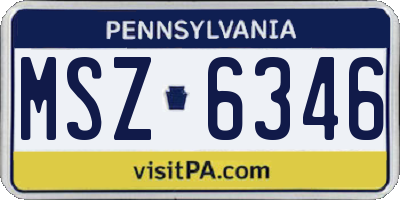 PA license plate MSZ6346
