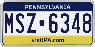 PA license plate MSZ6348