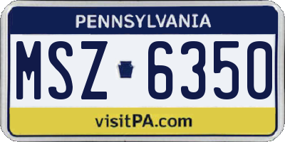 PA license plate MSZ6350