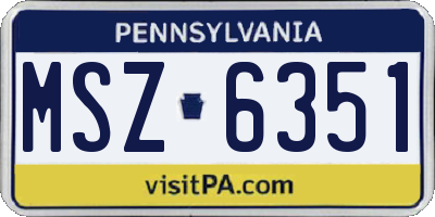 PA license plate MSZ6351