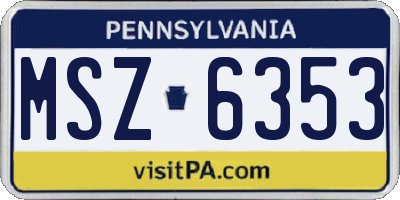PA license plate MSZ6353