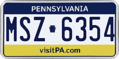 PA license plate MSZ6354