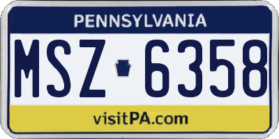 PA license plate MSZ6358