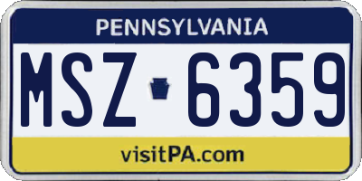 PA license plate MSZ6359