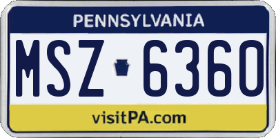 PA license plate MSZ6360