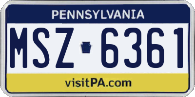 PA license plate MSZ6361