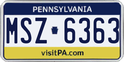 PA license plate MSZ6363