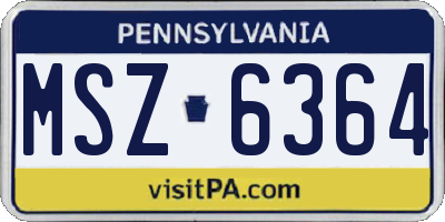 PA license plate MSZ6364