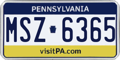 PA license plate MSZ6365