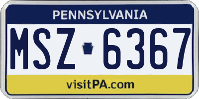 PA license plate MSZ6367