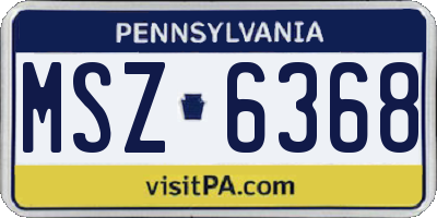PA license plate MSZ6368