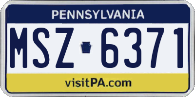 PA license plate MSZ6371