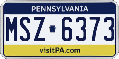 PA license plate MSZ6373