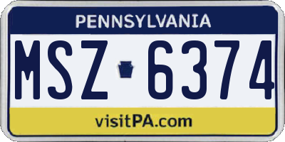 PA license plate MSZ6374