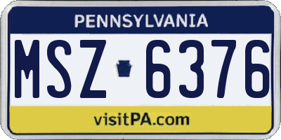 PA license plate MSZ6376