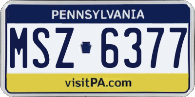 PA license plate MSZ6377