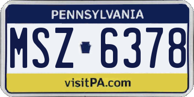 PA license plate MSZ6378