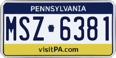 PA license plate MSZ6381