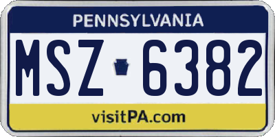 PA license plate MSZ6382