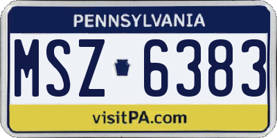 PA license plate MSZ6383