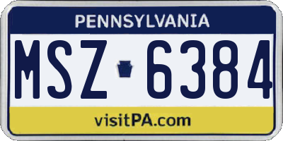 PA license plate MSZ6384