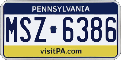 PA license plate MSZ6386