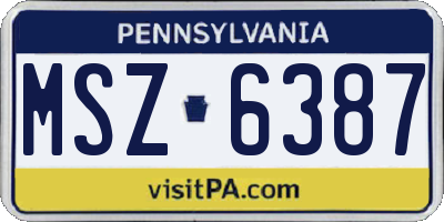 PA license plate MSZ6387