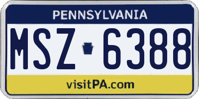PA license plate MSZ6388