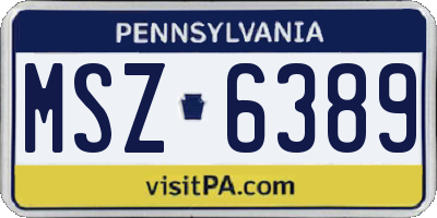PA license plate MSZ6389