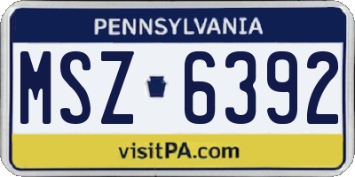 PA license plate MSZ6392