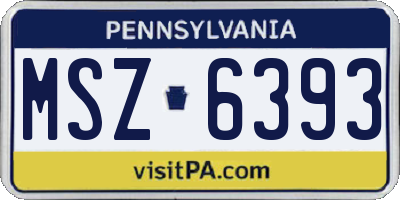 PA license plate MSZ6393