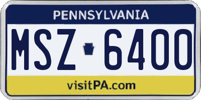 PA license plate MSZ6400