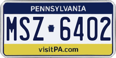 PA license plate MSZ6402