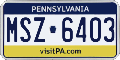 PA license plate MSZ6403
