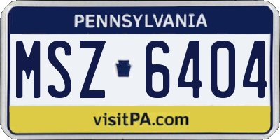 PA license plate MSZ6404