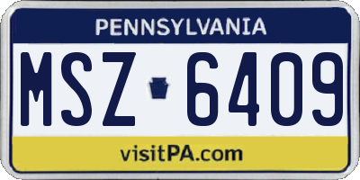PA license plate MSZ6409