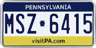 PA license plate MSZ6415