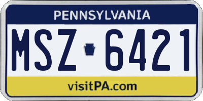PA license plate MSZ6421
