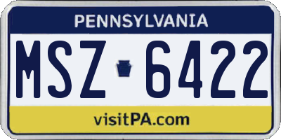 PA license plate MSZ6422