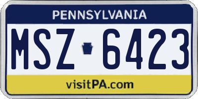 PA license plate MSZ6423