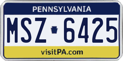 PA license plate MSZ6425